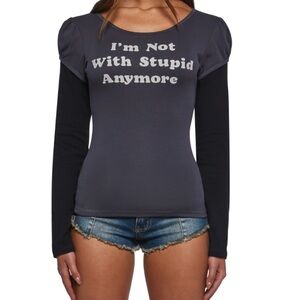 Dolls Kill “Not with Stupid Anymore” long sleeve Sugar Kiss  top. NWT
